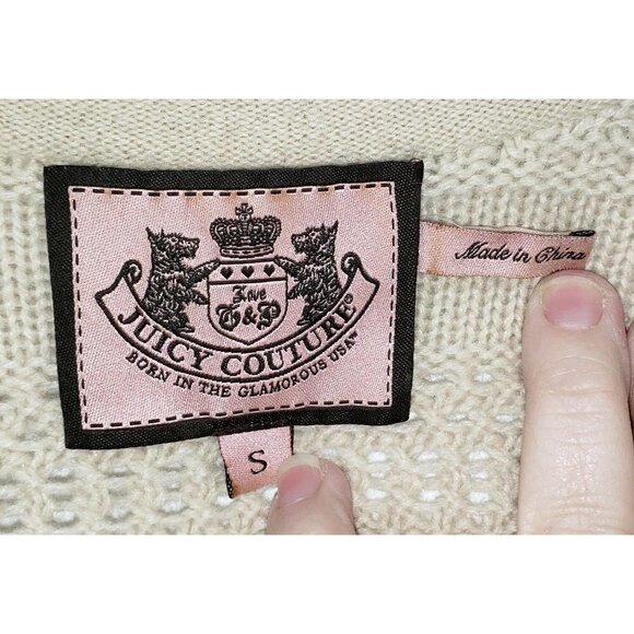 Juicy Couture Cardigan Womens Sz Small Cashmere Rabbit Hair Wool Pockets Tan NEW - Picture 9 of 10